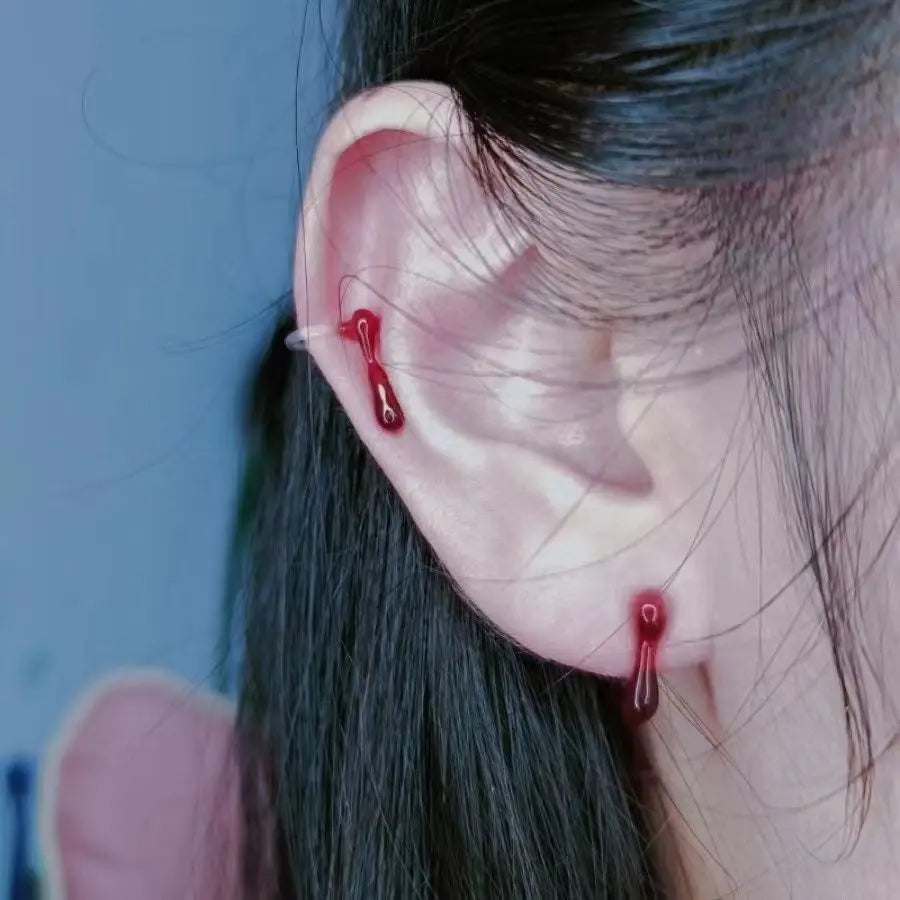 1pc Dripping Blood Stud Earrings Goth Party Clip Cartilage Earring Jewelry Creative Gift