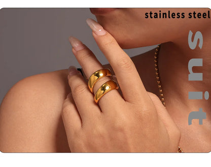 Fashion Spiral 316L Stainless Steel Rings For Women Men 18K Gold Plated Spring Shape Unisex Women's Men's Ring Couples Jewelry