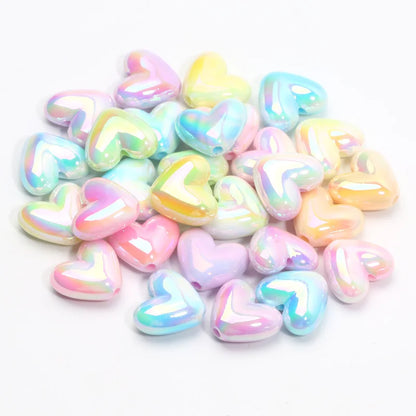 10pcs 15x17mm Macarons ABS Heart Spacer Beads Shiny Love Heart Acrylic Beads For Diy Jewelry Making Bracelet Necklace Earrings