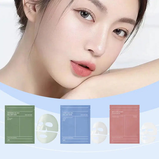 3pcs Bio-Collagen Face Mask Deep Moisturizing Collagen Protein Hydrogel Soft Gel Mask Skin Care Products