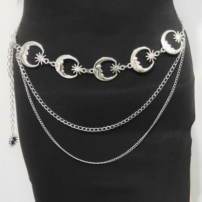 Punk Hip Hop Style All-match Waist Chain Sun Vintage Metal Womans Belt For Dress Vintage High Waist Chain Belt for Women