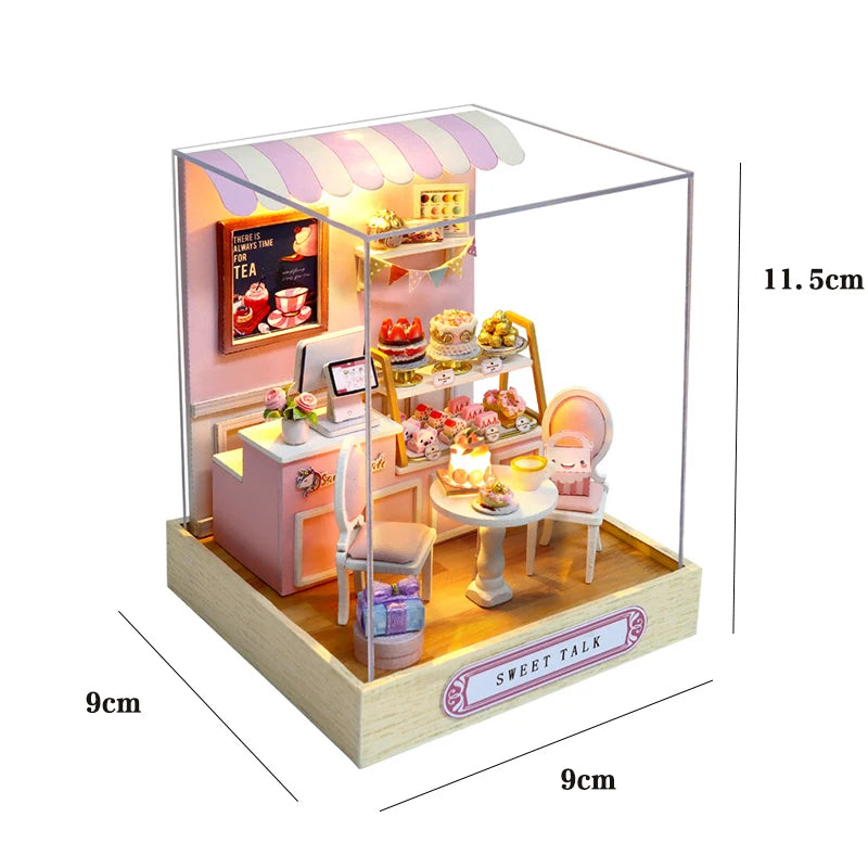 Handmade Wooden Miniature Doll House Kit 3D Puzzle Assembled Building Model Kit With LED Light DollHouses Toy For Christmas Gift