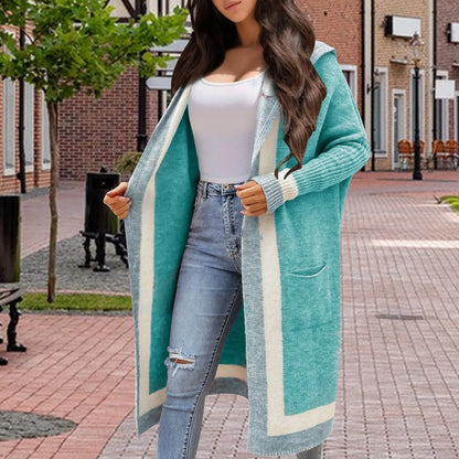 Women's Casual Hooded Sweater Cardigan Coat Chic Warm Loose Fit Streetwear Long Sweater Knitted Cardigan Autumn Winter Oversized