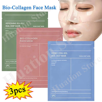 3pcs Bio-Collagen Face Mask Deep Moisturizing Collagen Protein Hydrogel Soft Gel Mask Skin Care Products