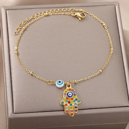 Evil Eye Anklets for Women Stainless Steel Boho Anklet Summer Charm Ankle Bracelet Lucky Amulet Jewelry Beach Accessoires Femme