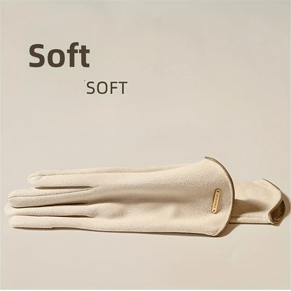 Winter Gloves for Women-Touchscreen Suede Leather Glove with Warm Fleece Lining Gifts