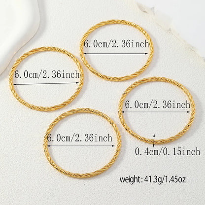 4 pieces/set Middle East Saudi Fried Dough Twists copper thin ring multilayer women's bracelet