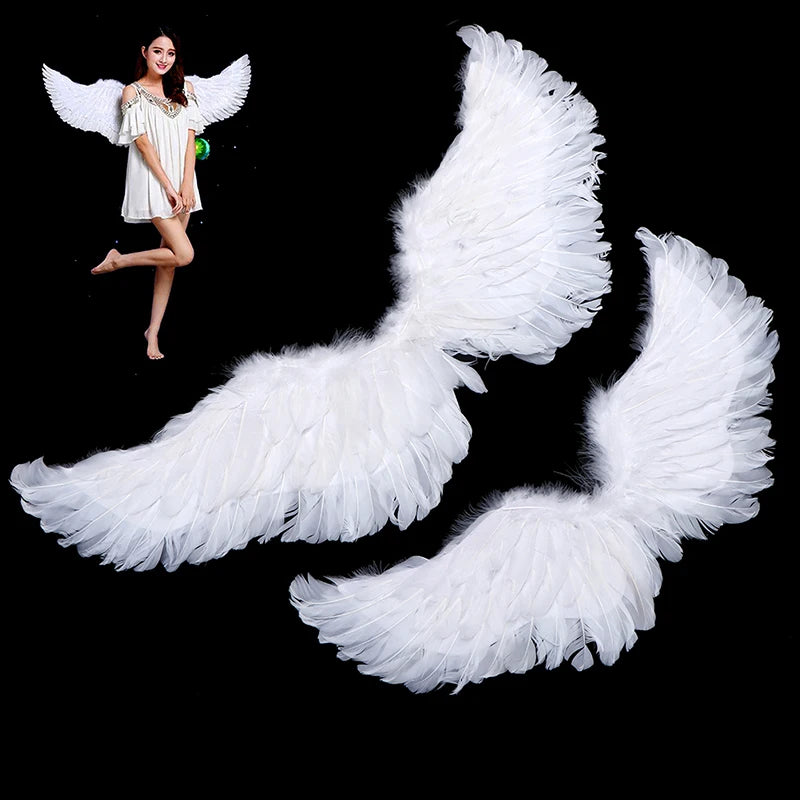 White Angel Feather Wings Cosplay with Elastic Straps
