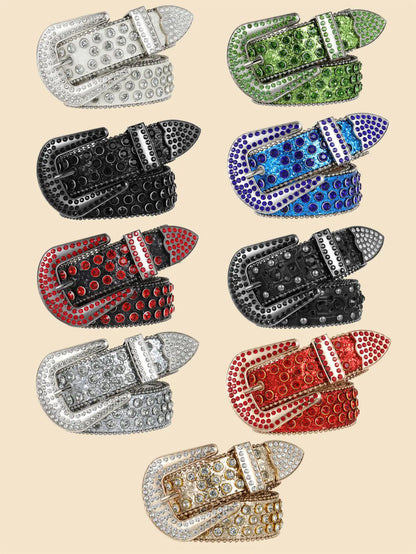 Decorative Women's Belt BB Simon Diamond Fashion Western Belt Full Diamond Embedding PU Wide Crystal Diamond Be