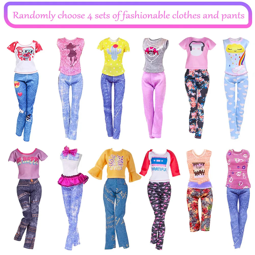 32pcs Toy Doll Decorative Polyester Fairy Clothes Mini Doll Sets Random Style for Changing Doll Clothes
