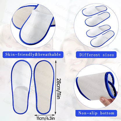12-320Pairs Disposable Hotel Slippers Customized Wedding Slippers Non-Slip Brushed Slipper Unisex Guest Slippers for Travel/Home