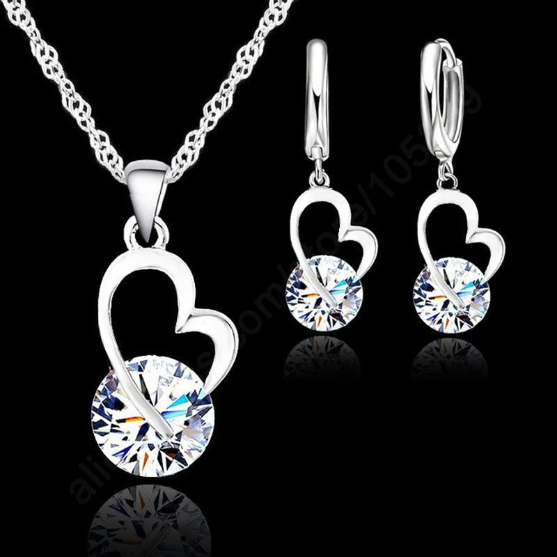Exquisite Jewelry Sets for Women 925 Sterling Silver Color Wedding Earrings Pendant Necklace Party Anniversary Charm Gift