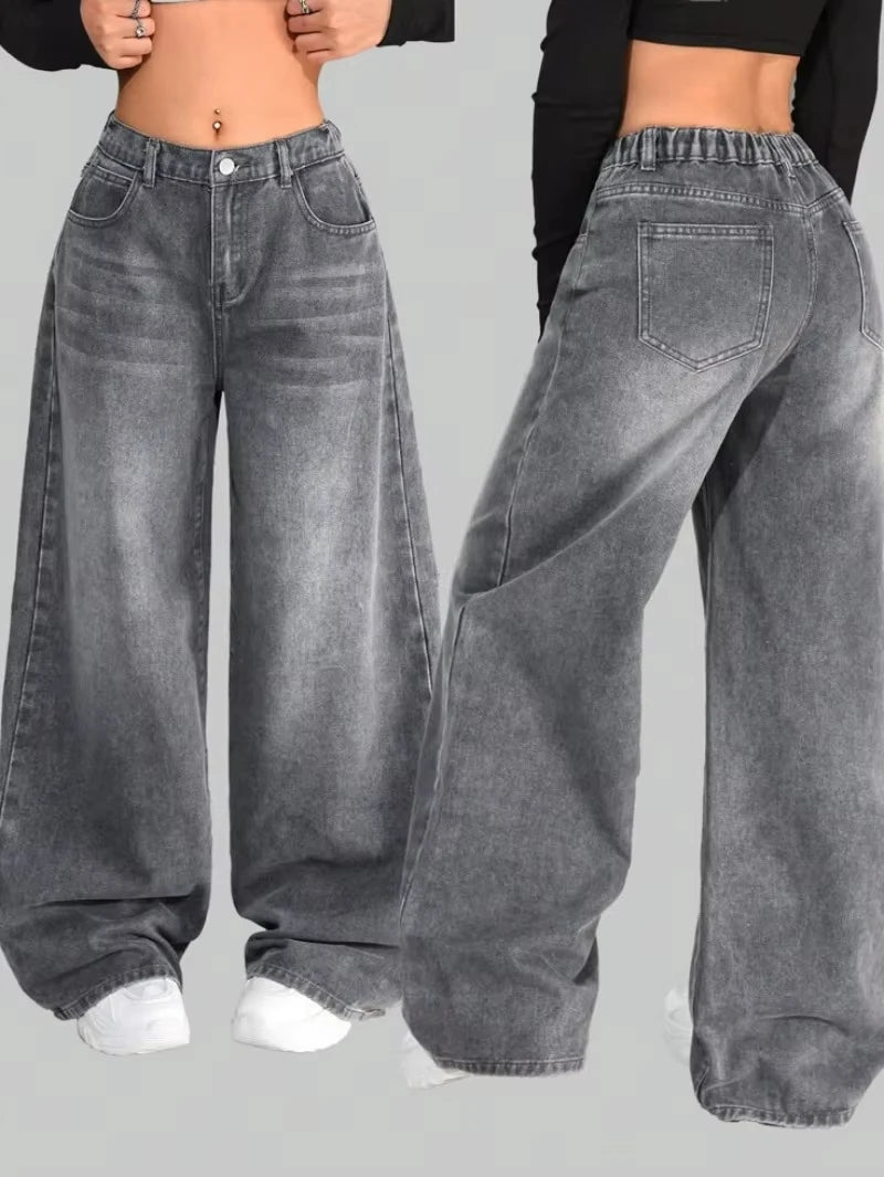 American Fashion Trends Joker Tooling Pocket Baggy Jeans Female Street Y2K New Hip Hop Oversized Wide-leg Pants Unisex Jeans