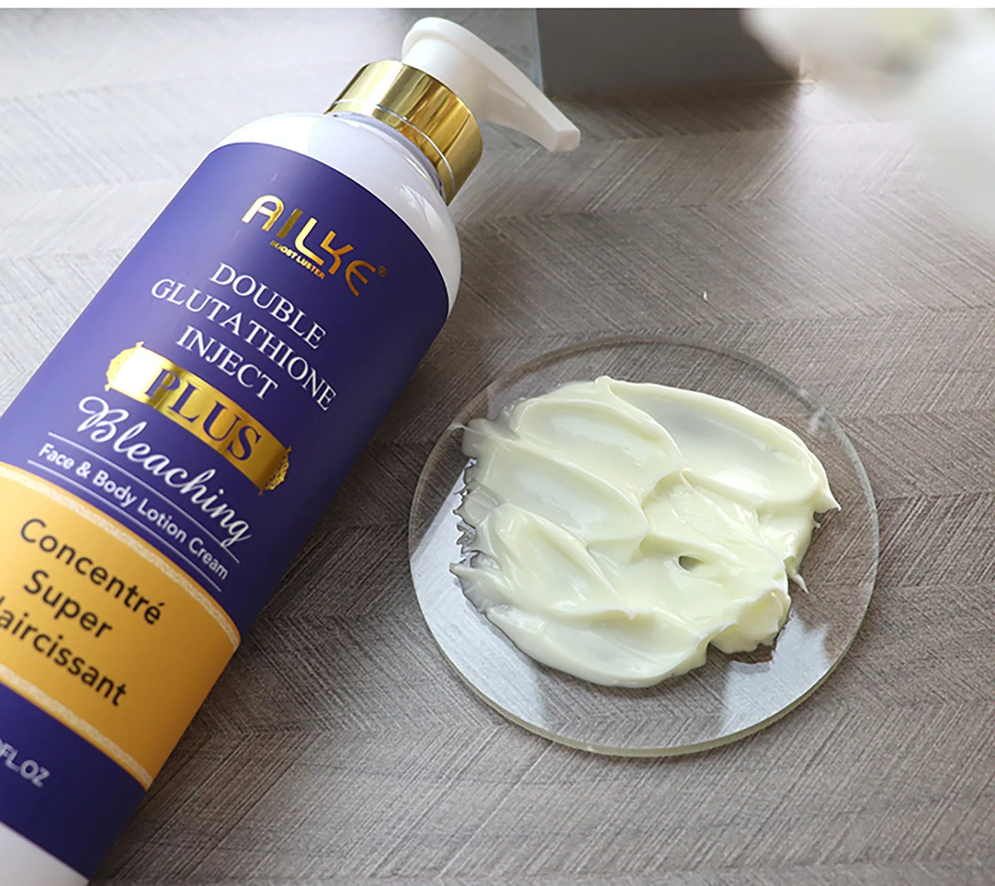AILKE Double Glutathione Plus Moisturizing Hydrating Body & Skin Whiten Lotion, Bleaching Lotion for Women & Men With Pump