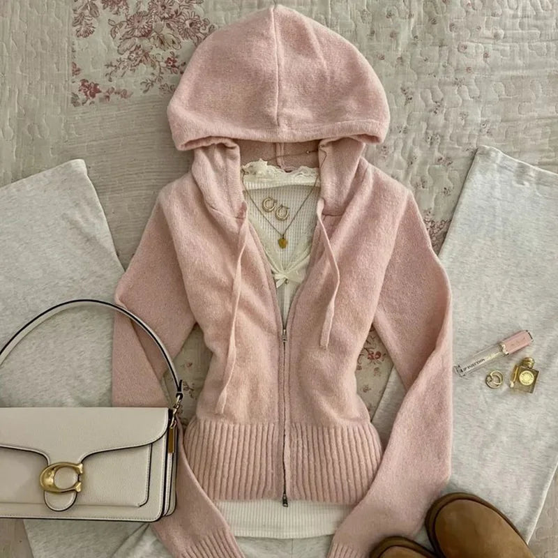 NEW Fall Winter Sweater Casual Slim Fit Chic Solid Color Ribbon Decoration One-shoulder Pullover Y2K Harajuku Womens Streetwear