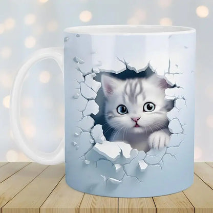 Cat Coffee Mug Ceramic 3D Visual Cat Milk Cup Creative Coffee Cups For Mulled Drinks Unique Cat Lovers Gifts Cups For Tea