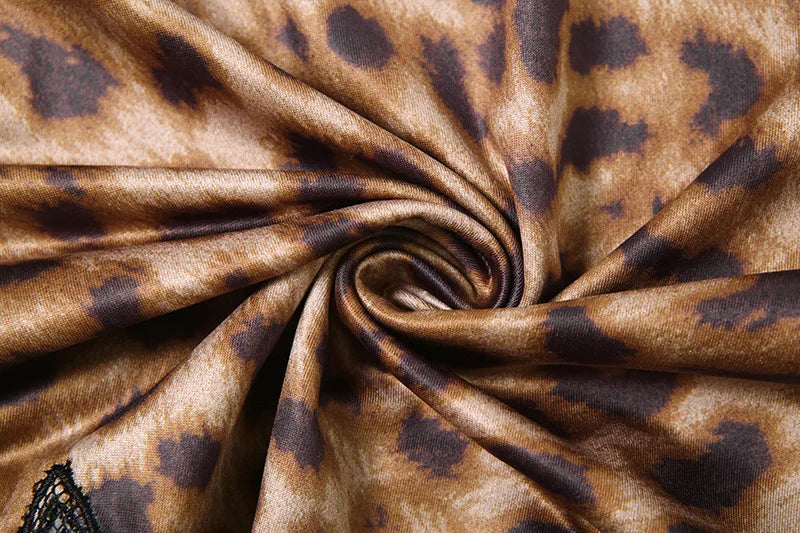 JULISSA MO Patchwork Printed Leopard Lace Women Mini Dress Spaghetti Strap High Waist Dress Summer Slim Elegant Party Club Dress