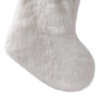 Large White Christmas Stockings Plush Socks Gifts Candy Bag Xmas Tree Pocket Hanging Ornament New Year Christma Decorations