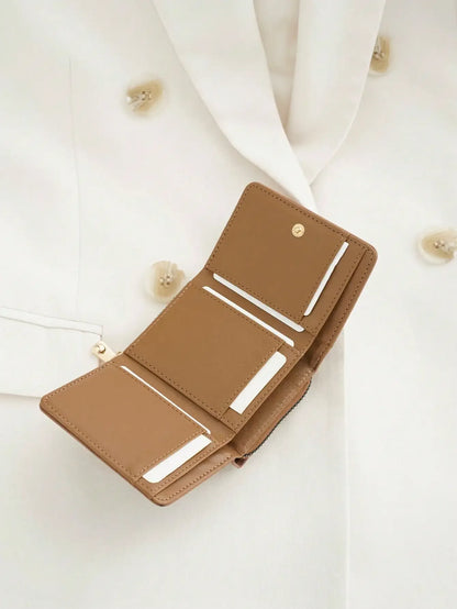 1pc Ladies' Short Wallet Suitable For Work & Business ID Card Credit Card For Christmas Gift For Young Girls Women White-Collar