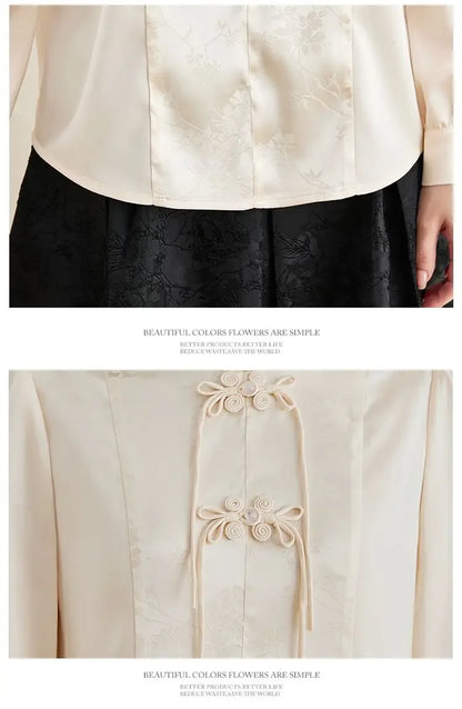 Early Spring Tops for Women Shirts for Spring Wear 2025 New French Temperament New Chinese Puff Sleeve Cardigan