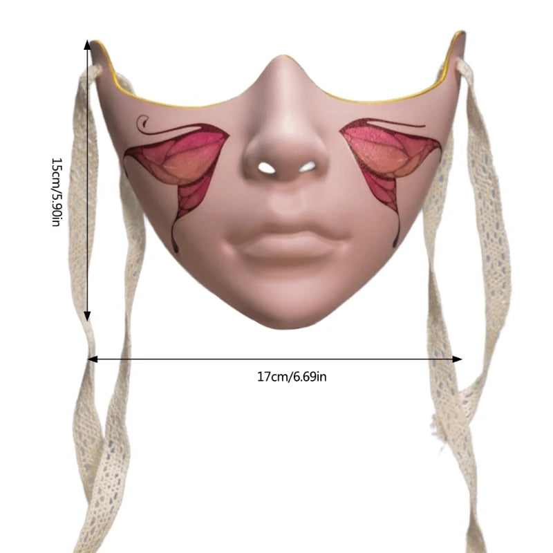 EtherealBe masquerade half face mask with colorful floral design and adjustable ribbons for elegant events