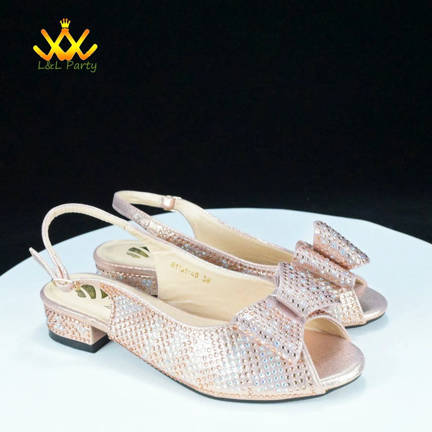 EtherealBe Gold Rhinestone Fashionable shoes and bag set