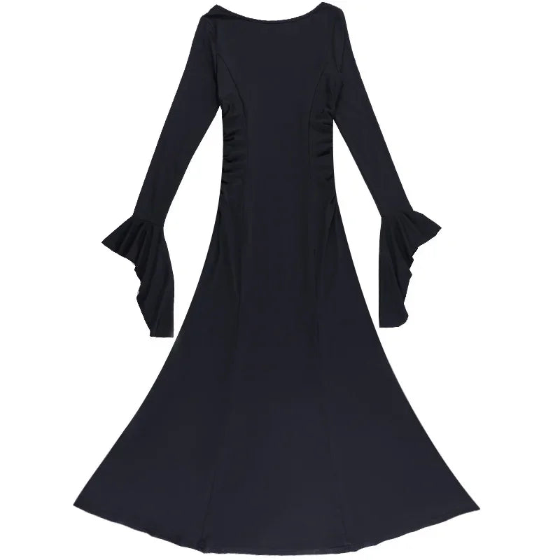 Cosplay Wednesday Dress Lady Halloween Costume for Women Sexy Long Fishtail Skirt Female Pagoda Sleeve Christmas Family Part # 1