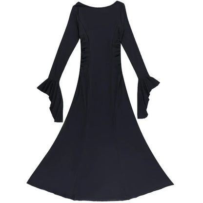 Cosplay Wednesday Dress Lady Halloween Costume for Women Sexy Long Fishtail Skirt Female Pagoda Sleeve Christmas Family Part # 1