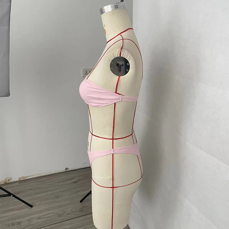 BEACHCICI Women's Bikini One Piece Summer Sexy Trending Solid Bandeau Slim Strapless Backless Holiday Beach Swimsuit Swimwear