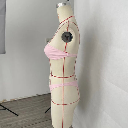 BEACHCICI Women's Bikini One Piece Summer Sexy Trending Solid Bandeau Slim Strapless Backless Holiday Beach Swimsuit Swimwear