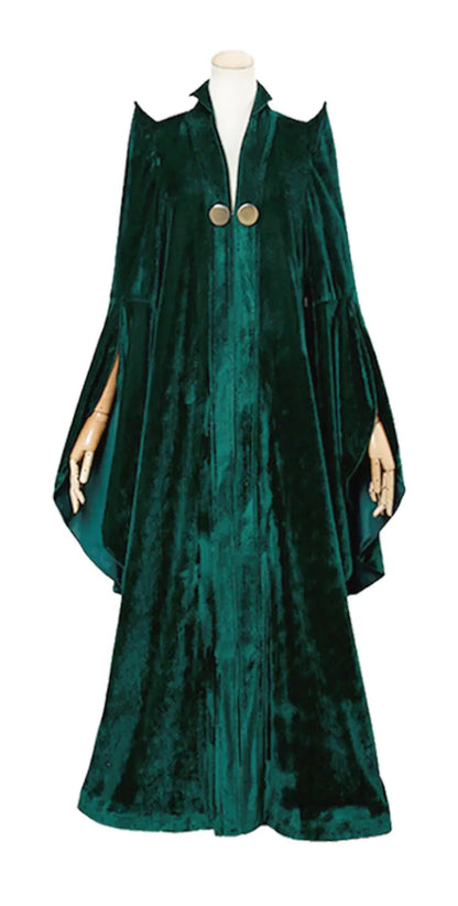 School of Witchcraft and Wizardry Professor Minerva McGonagall Cosplay Costume Dress Green Cloak Velvet Robe Halloween Costumes