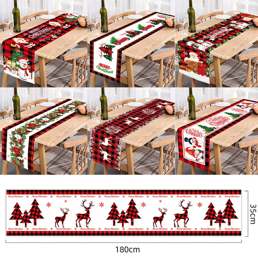 Christmas Table Runner Merry Christmas Decoration for Home Tablecloth Cover Xmas Ornament Navidad Noel Gifts New Year Party 2023