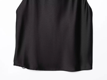 MUJER 2025 Halter Tops for Women Black Satin Backless Top Female Pink Summer Beach Top Woman off Shoulder Camisole Top Women