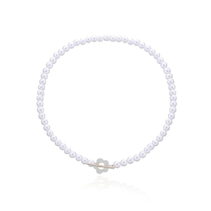 2022  Luxury OT Flower Buckle Crystal Glass Bead Chain Choker Necklace for Women Charm Fashion Jewelry  Gift
