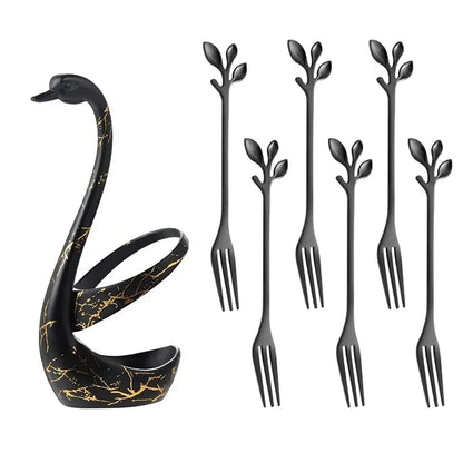 European Swan Tableware Holder Stainless Steel Spoon and Fork Base Elegant Utensil Stand Home Decor and Kitchen Organization