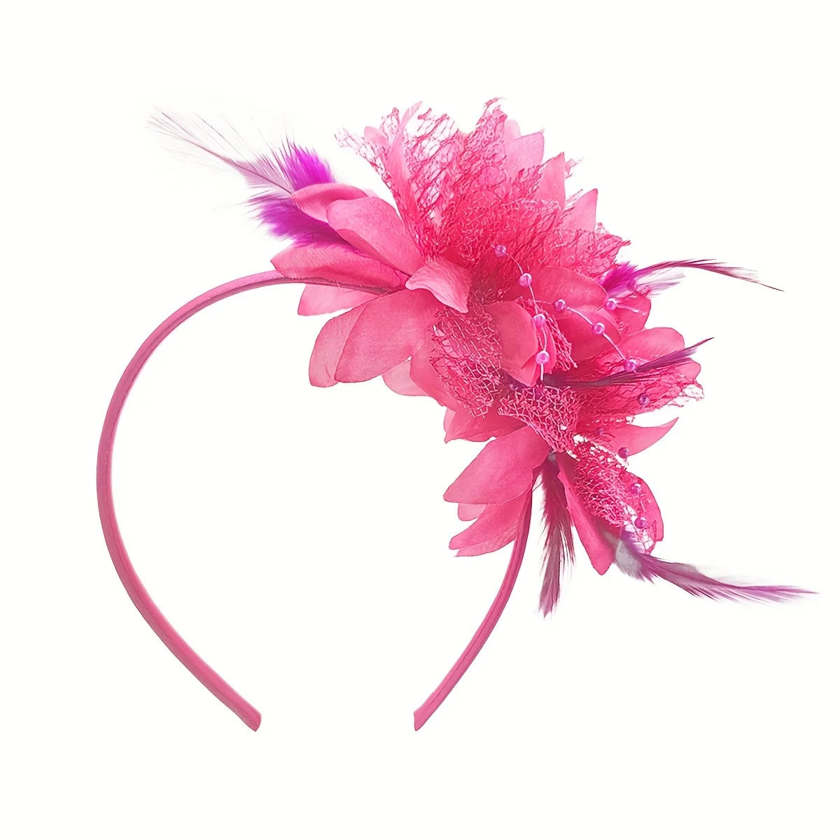 1pc Fascinator Hats For Women Feather Headband Kentucky Headpiece Gatsby Derby Hat For Cocktail Wedding Tea Party