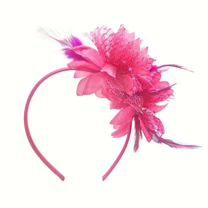 1pc Fascinator Hats For Women Feather Headband Kentucky Headpiece Gatsby Derby Hat For Cocktail Wedding Tea Party
