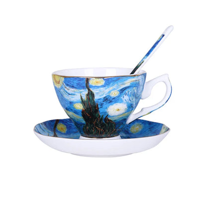 The New Van Gogh Art Painting Coffee Mugs The Starry Night Sunflowers The Sower Irises Saint-Remy Coffee Tea Set