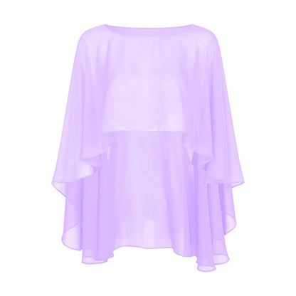 Women Chiffon Solid Pullover Capes Shawl Hi-low Hem Thin Soft Shrug Ponchos for Wedding Bridal Bridesmaid Evening Party Dress