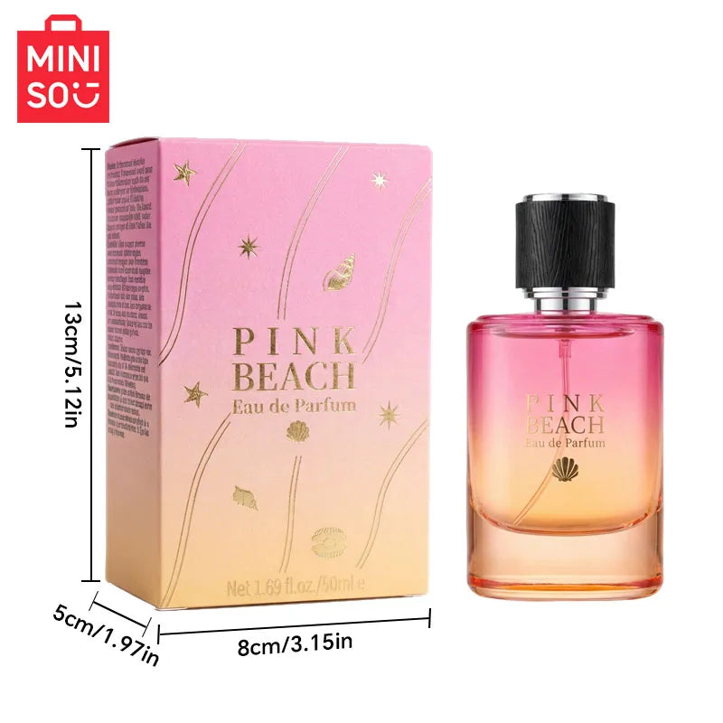 MINISO PINK BEACH Women Perfume Original Luxury Fruity Floral Eau De Parfum Designer Fragrance For Woman Body Spray 50ML