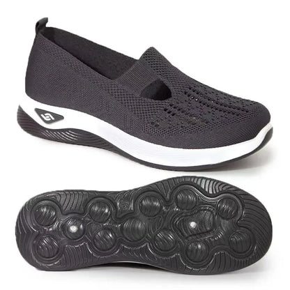 EtherealBe lightweight women's walking flats in black with breathable mesh and comfortable sole