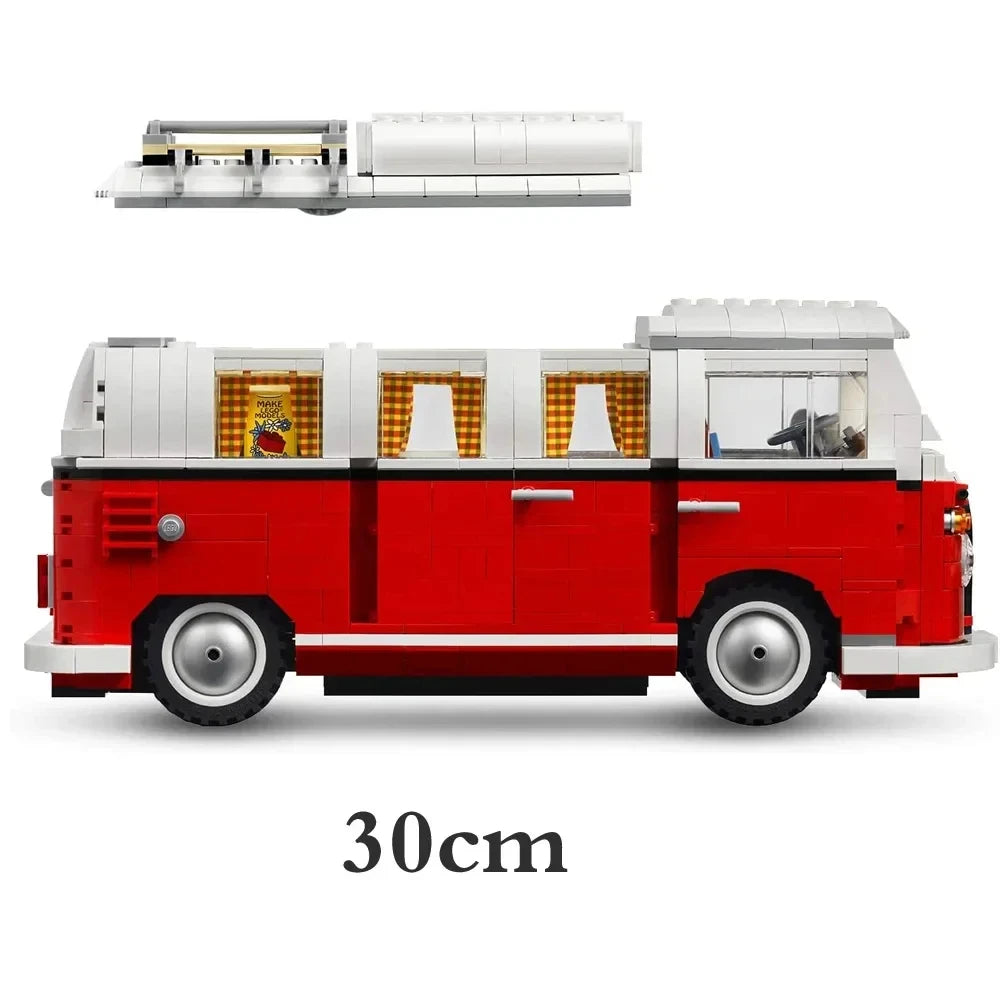 Spot: camper brick, creative bus, T1 green picnic cart, building blocks for boys and girls, children's birthday gifts