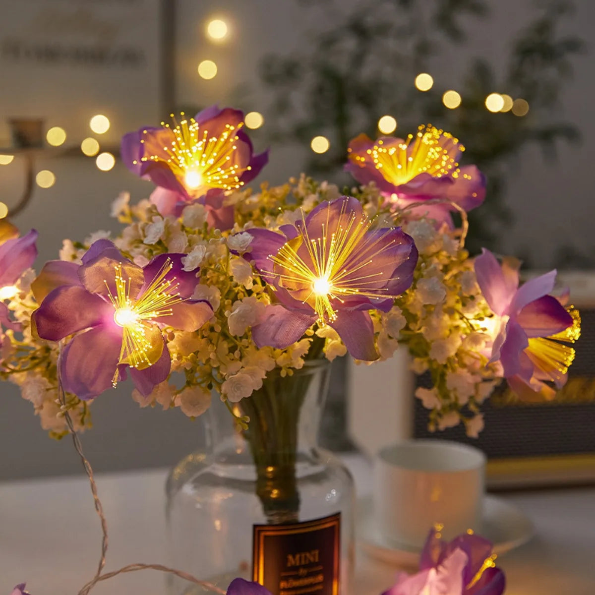 1Pc Enchanting Fairy String Lights 2m/ 6.56ft 10 Warm Led Lights, Decorative Strip Lights with Flower Design, Ideal for