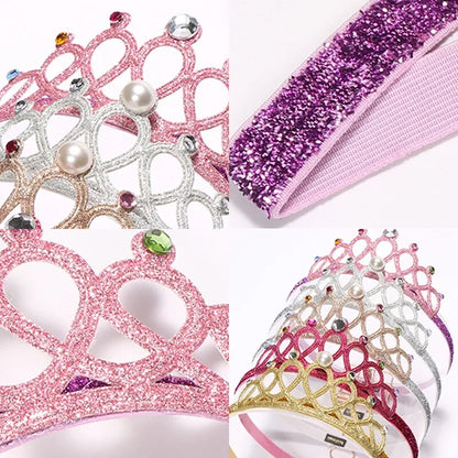 Child Rhinestones Princess Headband Elastic Hair Crown Tiara Accessories Hair Band Accessory Gift