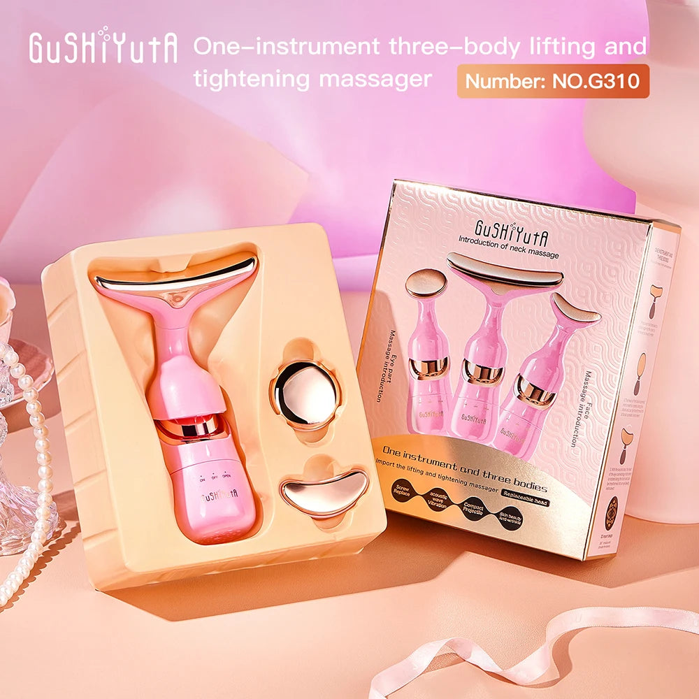 3 In 1 Facial Lifting Device Neck Facial Eye Massage Face Slimmer EMS Beauty Skin Tightening Wrinkle Anti Aging Face Massager