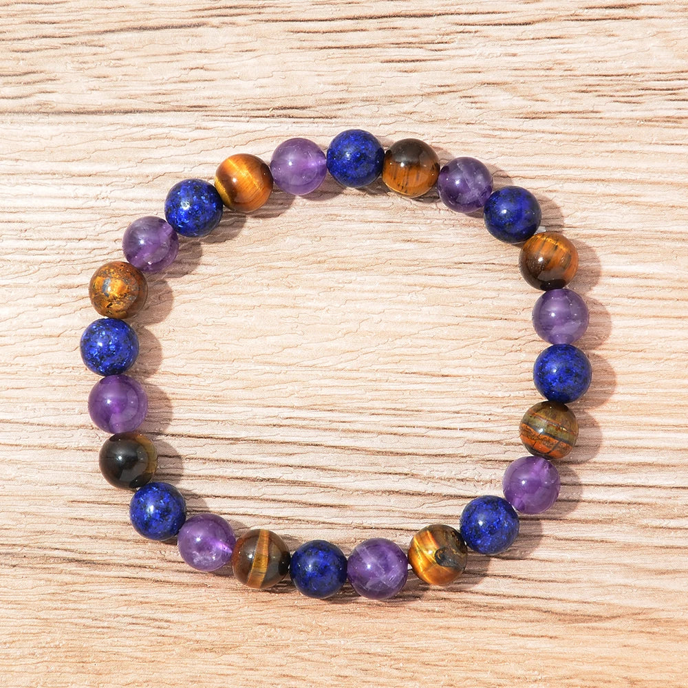 Women's bracelet With Wish Card,Amethyst Yellow tiger Lapis Lazuli bracelet natural stone bracelet, gift for mother, girlfriend