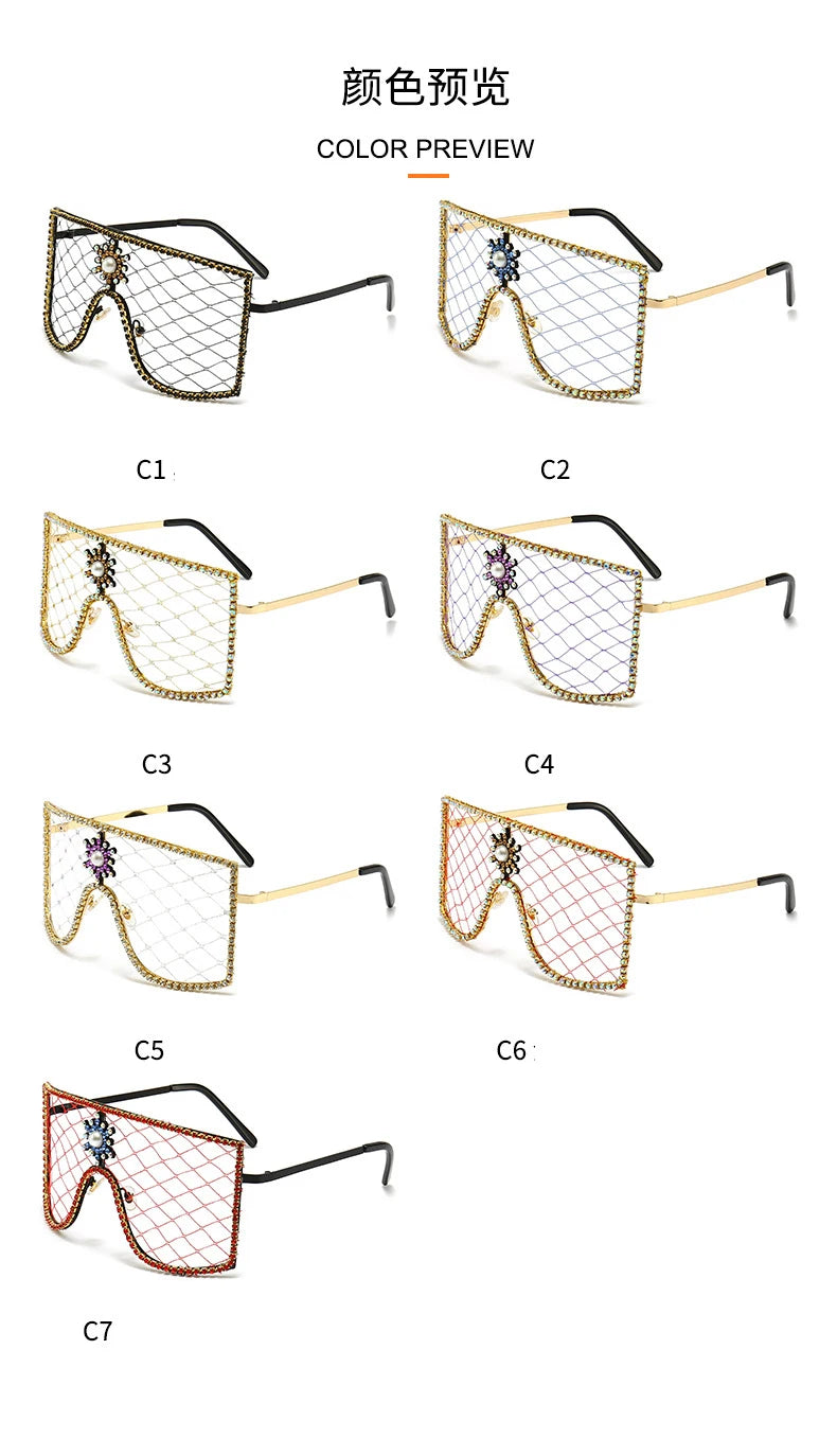Luxury Diamonds Steampunk Sun Glasses Women Men Oversized Rhinestone Spectacles DIY Trends Personality Eyewear De Sol Oculos