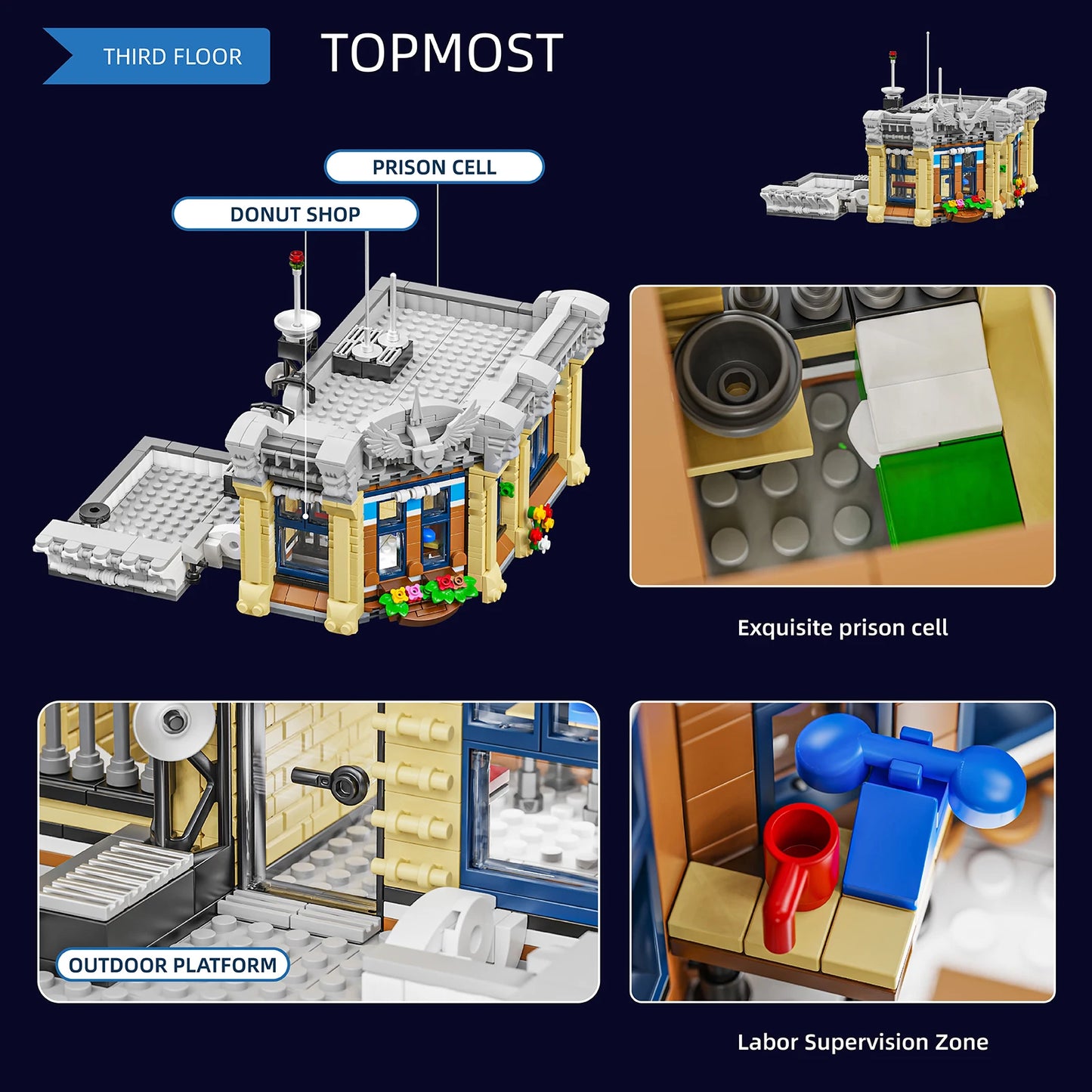 Brick Town Police Station House Buildings Sets,City Apartment Store Model Modular Buildings Blocks Gift for Adults Kids 3200PCS