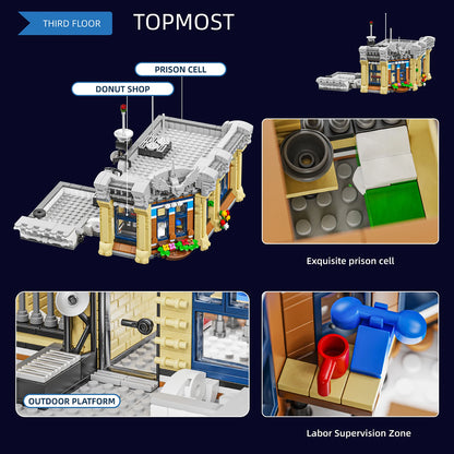 Brick Town Police Station House Buildings Sets,City Apartment Store Model Modular Buildings Blocks Gift for Adults Kids 3200PCS