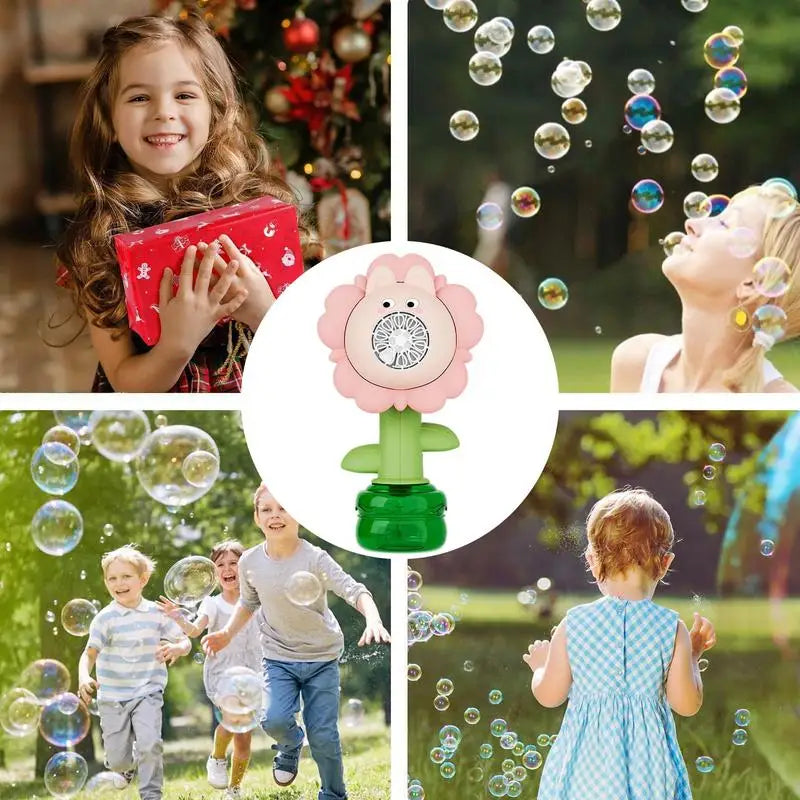 Bubble Maker For Kids Electric Rechargeable Flower Bobble Toy Machine Summer Outdoor Garden Bubble Maker With Lights For Toddler
